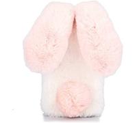 BLOTECH Peluche Custodia for Oukitel C62 Bunny Ear Plush Protective Cover,Custodia Coniglio Peluche per Oukitel C62, Guscio Peloso Carino Fluffy Bambine Copertura Caso - Rosa bianco