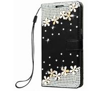 BLOTECH portafogli per Oukitel C1/C1 Pro Cover Bling Bling Glitter Brillantini Brillante Nero Wallet Case Libro Leather Magnetico Flip Protettiva Portafoglio ID Slot Cover,Fiori
