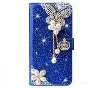 BLOTECH Portafoglio Brillantini per Honor X6C Custodia,Bling Strass Rosa PU Leather Glitter 3D Big Farfalla Pelle Portafoglio Kickstand Magnetica Cover Flip Case per Honor X6C