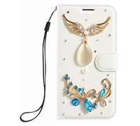 BLOTECH Strass Custodia per Realme 14X 5G Cover Bling Bling Glitter Brillantini Brillante Case Shell Wallet PU e Glitter Brillanti 3D Ali degli angeli Angel Strass Ricoprire Magnetico Cover