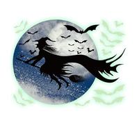 Blow in the Dark Witch Wall Adesile - Shining Halloween Wall Adesile | Decorazione da parete inquietante PVC | Dopo aver illuminato la decorazione per la stanza dei bambini | Adesivo leggero per il so