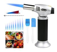 Blow Torch, torcia da cucina professionale con chiusura di sicurezza, fiamma regolabile, ricaricabile, mini torcia a soffio, per artigianato, cucina, barbecue, creme, saldare fai da te