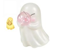 Blowing Bubble Ghost Figurine with Light Resin Halloween Desktop Decor