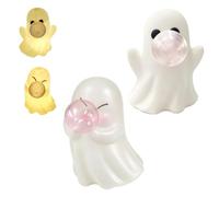 Blowing Bubble Ghost Figurine with Light Resin Halloween Desktop Decor
