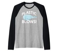 Blows di PLASTICA! Proteggi Le Balene Sea Life Riduci Riciclare Meme Maglia con Maniche Raglan