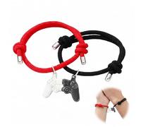 BLPRKOT 2 Pezzi Braccialetti Amicizia Magnetici per Coppia, Bracciale Corda Intrecciata Regolabile con Calamita, Regalo Ideale per Migliore Amico, Amica e Coppie, Circonferenza 20cm, Nero e Rosso