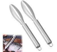 BLPRKOT 2 Pezzi Squamatore Pesce, Scaler Pesce in Acciaio Inox, Pesce Scaler Remover Veloce Rimuovere Pesce Pulizia Peeler Pesce scalers Dente di Sega Pesce disincrostante Strumento per la Cucina