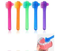 BLPRKOT 5 Pezzi Spazzolino per Dentiera a Doppia Testa Spazzola per La Pulizia Della Protesi Dentaria Strumento per La Pulizia Della Dentiera Spazzolini da Denti a Doppia Testa per La Cura
