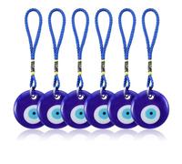 BLPRKOT 6 Pezzi Ciondolo per Auto Malocchio, Accessorio per la Decorazione dell'auto, Perline blu Malocchio per Protezione e Felicità, Ciondolo Portafortuna Auto per specchietto retrovisore auto