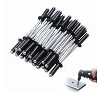 BLPRKOT 70 Pezzi Rivetti Alluminio 4x8mm, Rivetti a Strappo Neri a Testa Tonda, Ribattini Professionali in Lega Verniciati per Metallo, Plastica e Fai da Te