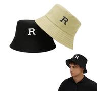 BLPRKOT Cappello da Pescatore Uomo Donna Impermeabile Pioggia Bucket Hat Chapeau Bob Unisex Nero Stampa Lettera Cotone Traspirante Protezione Solare 30 UPF Ripiegabile