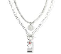 BLPRKOT Collana Uomo Argento, Collana con Pendente allo Stile Hanafuda di Tanjiro Kamado, Accessorio Anime per Fans di Demon Slayer, Collane Unisex per Uomo e Donna, Collana Argento per e Cosplay