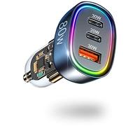 Blsyetec Caricatore Auto USB C Accendisigari 3-Porte 80W, Caricabatteria Universale Compatibile con iPhone 14/13/12, Samsung, iPad Air/Mini, Xiaomi