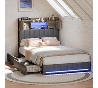 BLSYHDH Telaio Letto 90x200, Letto Singolo, Letto Contenitore con LED, Letto Imbottito con 2 Cassetti, Letto Trapuntato con USB e Type-C, Letti per Singolo, Letto Matrimoniale Imbottito, Letti per