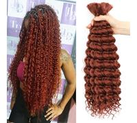 BLTYXT Deep Wave Bulk Hair 18 Inch 6 Bundles Synthetic Braiding Hair Curly Crochet Hair Boho Braids Natural Color for Hair Extensions (350, 18 Inch（6 Bundles）)