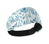 Blu Acquerello Foglie Antiscivolo spessa fascia Elastico capelli per Pallavolo basket Atletico Sport diadema para maquillaje