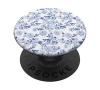 Blu Acquerello Rosa Floreale Seamless Pattern Arte Botanica PopSockets PopGrip Adesivo
