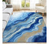 Blu Agata Marmo Foglia D'Oro Tappeto Salotto 80 x 150 cm Camera Da Pranzo Antiscivolo Tappeti Lavabile In Lavatrice Carpet Motivo Adornare Pelo Corto Cameretta Sala