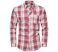 Blu Apparel Camicia da uomo a quadri camicie da uomo a maniche corte e maniche lunghe in cotone casual per uomo, Manica lunga rossa, S