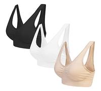 Blu Apparel Confezione multipla di reggiseni comodi senza cuciture per l'uso quotidiano non imbottito senza ferretto reggiseno premaman per dormire, Nero/Bianco/Nude, XL