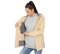 Blu Apparel Giacca impermeabile da donna con cappuccio, giacca a vento, per escursionismo, camminata, primaverile, Fodera in pile beige, 48