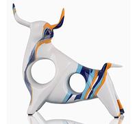 Blu-Arancio Statua Del Toro, Minimalista Full-Color Bull Figurine Decor, Originalità Astratta Toro Scultura Decorazioni Per La Casa, Adatto Per Arredamento D'interni, Libreria, Tavolo, Centrotavola