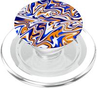 Blu Arancione Bianco Disegno Astratto Modello Tie Dye PopSockets PopGrip per MagSafe