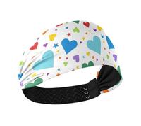 Blu Arcobaleno Cuori Colorato Antiscivolo Donne Fasce Moda Elastico Fascia Sudore per le donne per il basket escursionismo basket accessori para el cabello de mujeres
