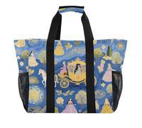Blu Art Painting Princess Carriage Grande Utility Tote Bag Per Le Donne Pieghevole Resistente All'acqua Borsa di Tela Tote Per Spiaggia, blu arte pittura Principessa carrozza, 1 size, Moda