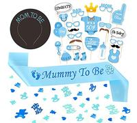 Blu Baby Shower Decorazioni Set, Its a Boy Coriandoli Baby Shower Ragazzo, Mom To Be Corona, Mummy To Be Fascia, 25 Puntelli Photo Booth