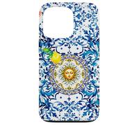 Blu barocco siciliano sole limone arte Custodia per iPhone 13 Pro
