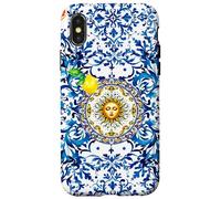 Blu barocco siciliano sole limone arte Custodia per iPhone X/XS