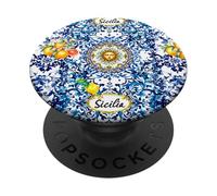 Blu barocco siciliano sole limone arte PopSockets PopGrip Adesivo