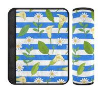 Blu Bianco A Righe Calla Lily Daisy Flower 2 pz seggiolino auto Strap Pads Stop cintura di sicurezza taglio nel collo per camion forro para cinturon de seguridad