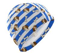Blu Bianco A Righe Cane Osso Mens Nuotare per Capelli Corti Calvi Impermeabile Nuoto per Gli Uomini Protezione Dei Capelli e Riduzione Della Resistenza Gorro para Nadar Mujer