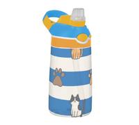 Blu Bianco A Righe Cat Paw Bottiglia Di Acqua Bambini Con Manico A Prova Di Perdite Trasparente Bottiglia di Acqua per La Scuola Ragazzi Ragazze botellas de ag