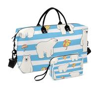 Blu Bianco A Righe Orso Decorativo Grande Viaggio Duffel Bagaglio Allenamento Borsa con Cinghia Regolabile per Allenamento Impermeabile Maletas para gimnasio