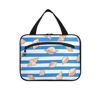 Blu Bianco A Righe Sea Shell Hanging Borse per le Donne Impermeabile con Gancio, Designer Unisex Medicine Bag per Viaggi Trucco Lavoro estuche para guardar maquillaje L