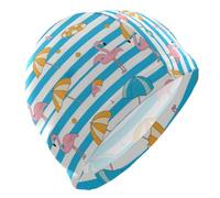 Blu Bianco A Strisce Estate Flamingo Swim Caps per adulti Capelli Corti nuoto impermeabile per le donne Protezione dei Capelli e Drag Riduzione gorro de natación para hombre