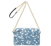Blu Bianco Boho Fiori Bloom Moda Piccola Crossbody Borse Per Le Donne In Pelle Vegana Delle Donne Della Borsa Zip Borsa Per Il Viaggio
