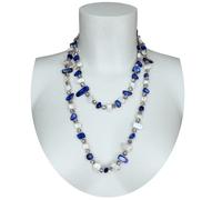 Blu Bianco Collana Lunga Madreperla,perle,pietre Dure,cristalli da Donna M/48