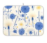 Blu Bianco Dente di Leone Fiore Chic Assorbente Cucina Stuoia Scolapiatti Stuoie per Stoviglie Stoviglie Grande 18 x 24