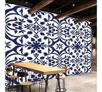 Blu Bianco Fiori Consistenza Carta da Parati Murale, 3D Nuovo Stile Cinese Opaco Spessa Fotomurali, Soggiorno Wallpaper in Tessuto Non Tessuto, Camera da letto Poster Gigante Murale 400 x 280 CM