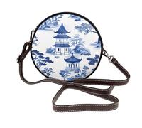 Blu Bianco Porcellana Paesaggio Cinese Donne Rotondo Crossbody Borse In Pelle Sling Bag Borsa