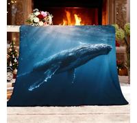 Blu Blanket Calda Fluffy, Coperta Letto Divano for Adulto E Bambino | Oceano Animali Balene Coperta Plaid Pile di Tutte Le Stagioni Per letto Divano Viaggi, plaid Accogliente XXL 180x200 cm