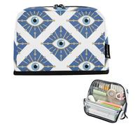 Blu Boho Style Occhi Pattern Pencil Case Grande Capacità Penna Caso Grande Capacità Borsa Multiuso per Studente College Elementare bolsa para herramientas