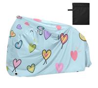 Blu Cartoon Cuore Impermeabile Outdoor Bike Cover con fori di blocco Resistente ai raggi UV Indoor Outdoor Storage Copertura antipioggia Adatto per la maggior parte dei forros para