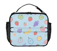 Blu Cartoon Frutta Resistente all' Acqua Lunch Tote Bag per le Donne Termica Lunch Box con Tracolla Rimovibile per Scuola e Viaggi lonchera para almuerzo