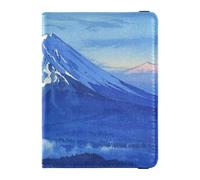 Blu Cartoon Montagna Paesaggio Cuoio decorativo Passaporto Carta Della Copertura Combo Portafoglio Combo Porta Passaporto Combo Combo con Vaccino Card Slot Impermeabile, Paesaggio di montagna blu dei,