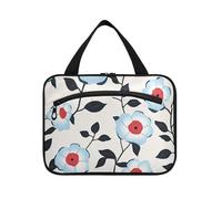 Blu chiaro Flora Pattern Stile minimalista Grigio Appeso Toiletry Borse per gli Uomini con Gancio, Designer Multifunzionale Borsa da Barba per Uomo per Viaggio Essentials Backpacking estuche para